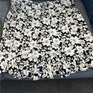 Black and white floral ruffle skirt.